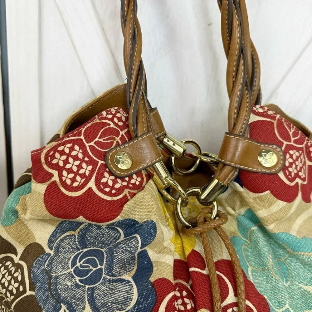 Relic‎ Floral Canvas Hobo Shoulder Pouch Bag Ivory Multi Boho Western